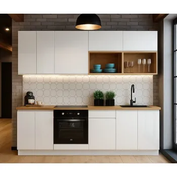 Kuchyň SOLE 240 cm, bez pracovní desky, bílá alpská/bílý lesk