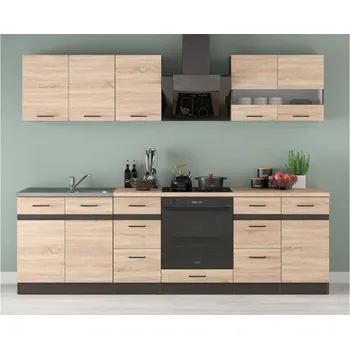 Kuchyňská linka Kuchyň JUNONA 260 cm, bez pracovní desky, wenge/dub sonoma