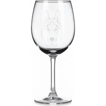 Sklenice Sklenice na víno s gravírovaným motivem – Sibiřský husky