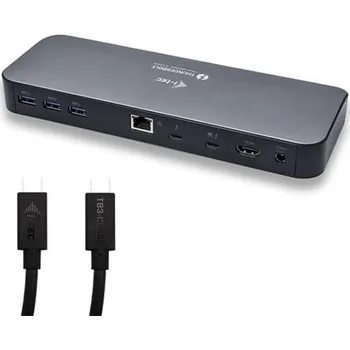 i-tec Thunderbolt 3 Dual 4K Docking Station with Power Delivery 65W + Two TB3 Cables: 150cm & 70cm