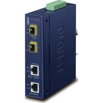 Switch Planet IGT-2205AT, konvertor 2x 1Gb, 2x SFP 100/1G/2.5G, -40 až +75C, ESD, IP30, 24VAC/12-48VDC