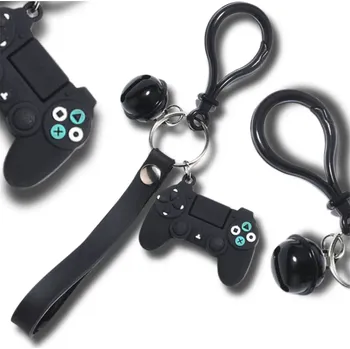 Podložka na klíče s gumovým závěsem, černá, syntetický materiál a slitina neušlechtilých kovů, 32x47 mm