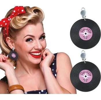 Karnevalový doplněk Guirca Náušnice retro vinylové desky