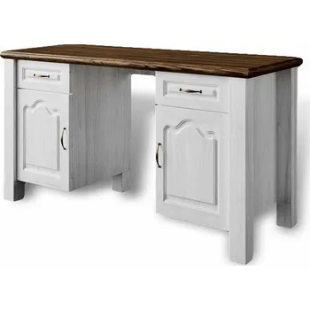 Psací stůl Psací stůl Merlin 2D2S - masiv borovice Odstín: Bílá krycí barva/ořech