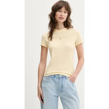 Bavlněné tričko Tommy Jeans DW0DW20315 žlutá 10X, vel. XXL