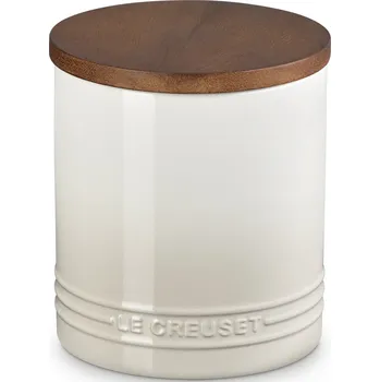 Dóza na potraviny Le Creuset, Kuchyňská dóza Le Creuset s dřevěným víkem, 1,1 l, béžová - Formadore