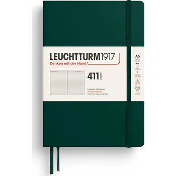 Diář Leuchtturm 1917, Zápisník linkovaný v tvrdých deskách Leuchtturm 1917 A5, 411 stran, lesní zelená - Formadore