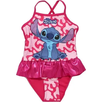 Dívčí plavky DIFUZED • Dívčí jednodílné plavky Lilo & Stitch s volánkem 98 / 104 Tmavě růžová