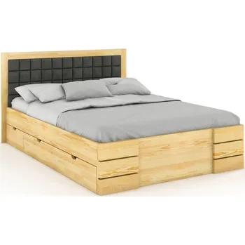 Postel Zvýšená postel s úložným prostorem Gotland Drawers - masiv borovice Rozměr: 120x200, Odstín moření: Borovice přírodní, Čalounění: 2315
