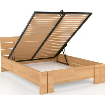 Postel Zvýšená postel s úložným prostorem z masivu buk Arhus Rozměr: 120x200, Odstín moření: Buk přírodní