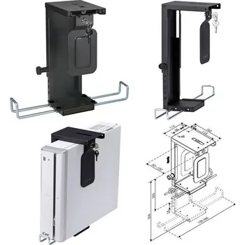 Držák PC Držák PC pod desku stolu, uzamykatelný, černý, 10kg