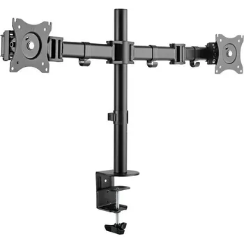 Držák monitoru Polohovatelný držák ULTRADESK SKELETON Double pro 2 monitory, 16KG, svorka a průchodka stolu, 17"-30", 75x75/100x100, černý