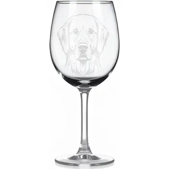 Sklenice Sklenice na víno s gravírovaným motivem – Flat coated retrívr