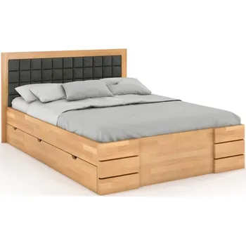 Postel Buková zvýšená postel s úložným prostorem Gotland Drawers Rozměr: 120x200, Odstín moření: Buk přírodní, Čalounění: 2315