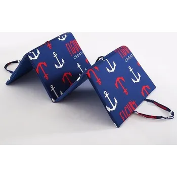 Zahradní lehátko B.E.S. Petrovice Plážové lehátko, červené a bílé kotvy, modrá