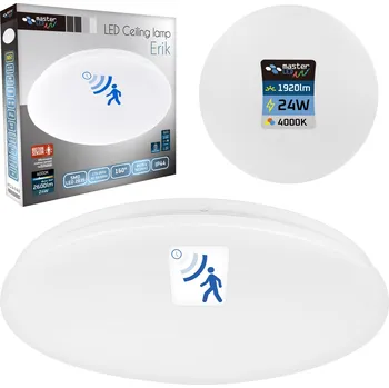 Stropní Svítidlo Masterled bílý kulatý s pohybovým senzorem 24 W neutrální bílá