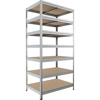 Dílenský regál Kovový regál bezšroubový Biedrax 35 x 60 x 240 cm, pozinkovaný - 7 polic MDF