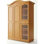 Prosklená šatní skříň Ludvík 4D1S pološatní se šuplaty - masiv borovice Odstín: Olše