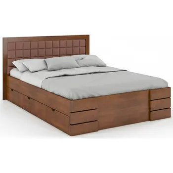 Postel Buková zvýšená postel s úložným prostorem Gotland Drawers Rozměr: 180x200, Odstín moření: Ořech, Čalounění: 2306