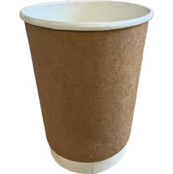 Jednorázové nádobí VIBAL Dvoustěnný papírový kelímek, hnědý 350ml 25ks x 20bal