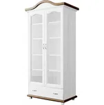 Vitrína Ludvík 2D1S - masiv borovice Odstín: Bílá krycí barva/dub