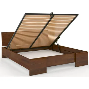 Postel Zvýšená postel s úložným prostorem z masivu borovice Hessler Rozměr: 120x200, Odstín moření: Ořech