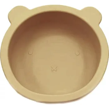 dětská miska BocioLand Silikonová miska s přísavkou Medvídek 12 cm Tmavě béžová