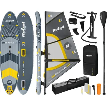 Paddleboard Rebel RBA-4513 Paddleboard SUP s plachtou, windsurfing, příslušenství, 305 cm, 120 kg, šedý