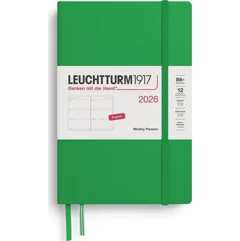 Diář Leuchtturm 1917, Týdenní diář v pevné vazbě Leuchtturm 1917 2026 EN B6+, světle zelený - Formadore
