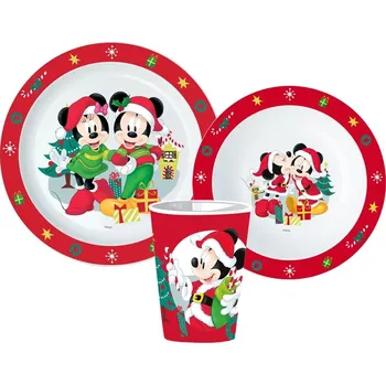 Stor • Dětská vánoční sada plastového nádobí pro děti Mickey & Minnie Mouse - Disney - 3 díly