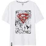 E plus M • Pánské tričko s krátkým rukávem Superman - 100% bavlna - bílé M