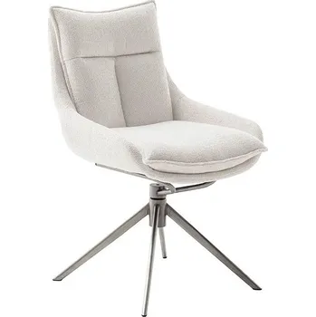 Jídelní židle Jídelní židle PARKER E krémová, podnož z kartáčované nerezové oceli