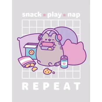 Dětské zboží Halantex • Coral fleece deka kočička Pusheen – motiv Snack ★ Play ★ Nap & Repeat - 130x170 cm