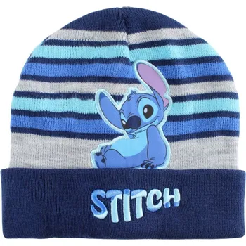 Čepice DIFUZED Chlapecká zimní pletená čepice Stitch - licence Lilo & Stitch - jedna univerzální velikost pro děti cca 4-8 let Modrá