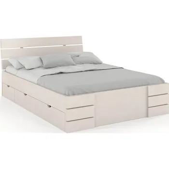 Postel Zvýšená postel s úložným prostorem Sandemo Drawers - masiv borovice Rozměr: 120x200, Odstín moření: Bílá