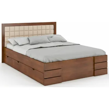 Postel Buková zvýšená postel s úložným prostorem Gotland Drawers Rozměr: 120x200, Odstín moření: Ořech, Čalounění: 2303
