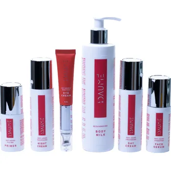 Kosmetická sada LA DAUMÉ Dárková sada luxusní kosmetiky pro zralou pleť 6v1 (sonický oční krém 15 ml, sérum 30 ml, denní a noční krém 50 ml, báze 20 ml, tělové mléko 250 ml)