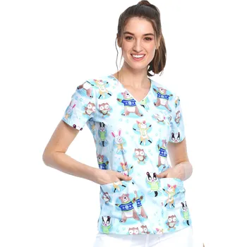 Dámská halenka Zdravotnická halena Cherokee se zimním potiskem zvířátek CK614 WOOA Velikost: XL