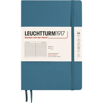 Diář Leuchtturm 1917, Zápisník linkovaný v měkké vazbě Leuchtturm 1917 A5, 123 stran, modrošedý, 80 g/m² - Formadore