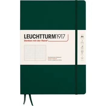 Diář Leuchtturm 1917, Notes tečkovaný v tvrdých deskách Leuchtturm 1917 B5, 219 stran, lesní zelená, 80 g/m² - Formadore