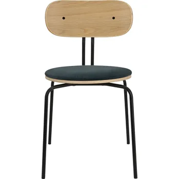 Jídelní židle Umage, Židle Curious s čalouněným sedákem na černých nožkách tmavě tyrkysová - Formadore