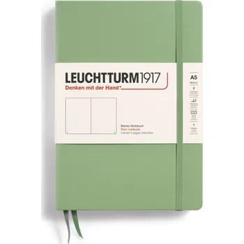 Diář Leuchtturm 1917, Notes hladký v tvrdých deskách Leuchtturm 1917 A5, 251 stran, šalvějově zelený, 80 g/m² - Formadore