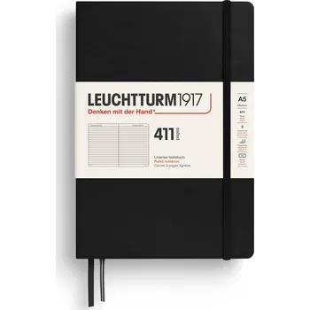 Diář Leuchtturm 1917, Zápisník linkovaný v tvrdých deskách Leuchtturm 1917 A5, 411 stran, černý - Formadore