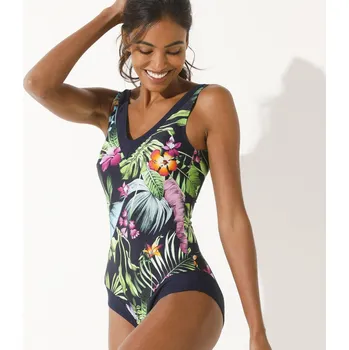 Dámské plavky Jednodílné plavky s potiskem Banna nám. modrá/vícebarevná 42