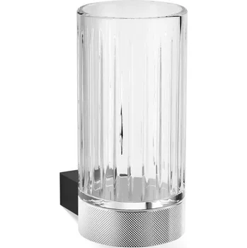 Držák na kartáček Decor Walther, Pohár na zubní kartáčky Club vlnkovací nástěnný černý mat-chrom - Formadore