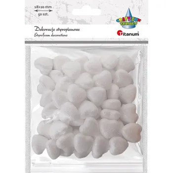 Titanum Dekorace, polystyrenové srdíčka BÍLÉ, 19x19mm, 50ks/bal.