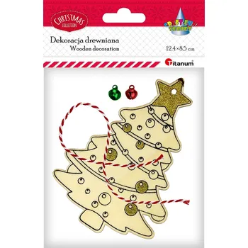 Vánoční dekorace Titanum Dekorace, dřevěná, závěsná, STROMEČEK, 9x13,1cm, 1 kus