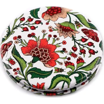 Zrcátko kosmetické květy - 5 bílá červená