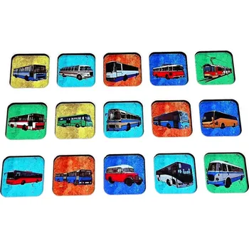 Pexeso pexeso autobusy 30ks pevné kartičky 5x5 cm
