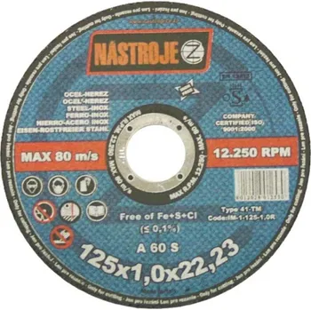 Řezný kotouč Kotouč řezný 125x1,0x22 na ocel a nerez 50 ks v bal.